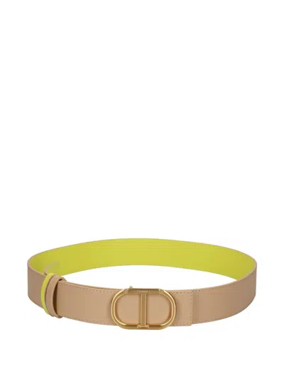Twinset Leather Gold-tone Reversible Belt In Brown