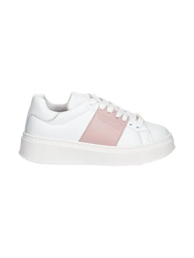 Twinset Kids' Leather Lace-up Sneakers In White