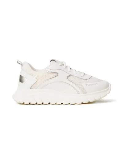 Twinset Leather Lace-up Sneakers In White
