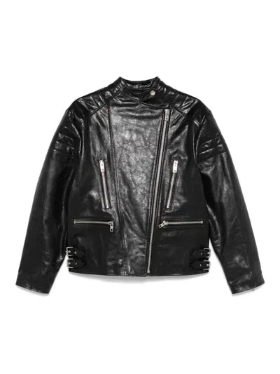 TWINSET LEATHER-LIKE BIKER JACKET