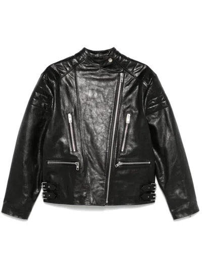 TWINSET LEATHER-LIKE BIKER JACKET