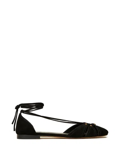 Twinset Suede Ballerinas With Studs In Black