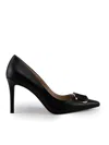 Twinset Twin-set Pointed Toe Pumps With Buckle Accent In Black