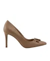 Twinset Leather Pumps With Oval-t Logo In Brown
