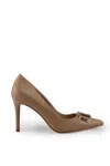 Twinset Leather Pumps With Oval-t Logo In Camel