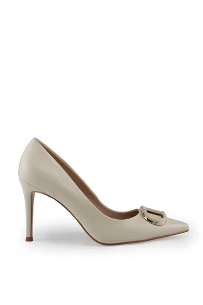 Twinset Leather Pumps With Oval-t Logo In White