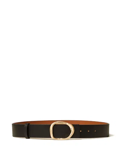 Twinset Leather Reversible Belt In Black