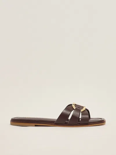 Twinset Leather Sandal In Brown