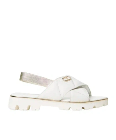 Twinset Kids' Leather Sandals In Animal Print