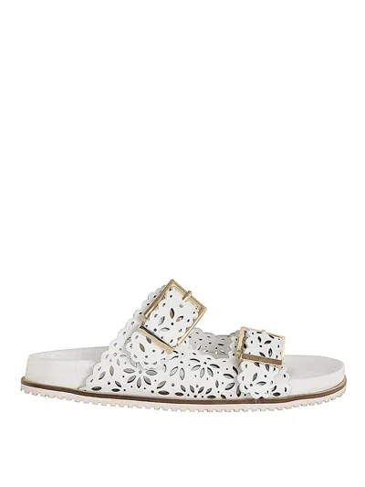 Twinset Leather Sandals In White