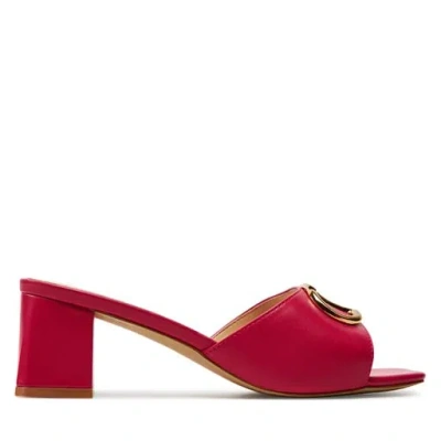 Twinset Leather Sandals With Oval T In Bright Rose