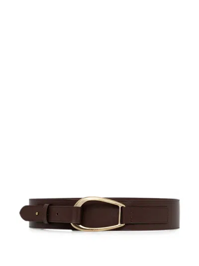 Twinset Leather Sash Belt With Maxi Buckle In Orange