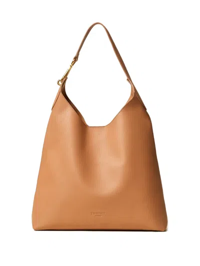 Twinset Leather Shoulder Bag In Brown