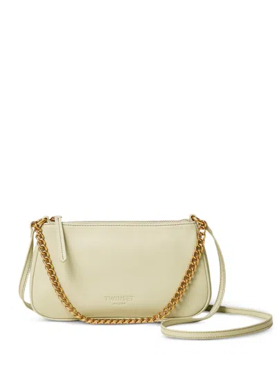 Twinset Leather Shoulder Bag In Neutral
