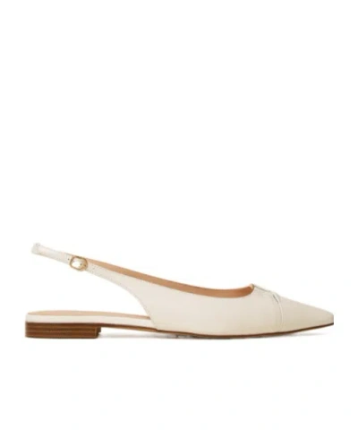 Twinset Leather Sling Back Ballet Flats In Neutral