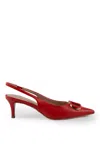 Twinset Leather Sling Back Pumps With Oval-t Logo In Coralline