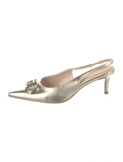 Pre-owned Twinset Leather Slingback Pumps In Gold