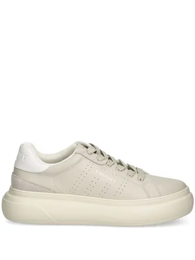 Twinset Leather Sneakers In Nude