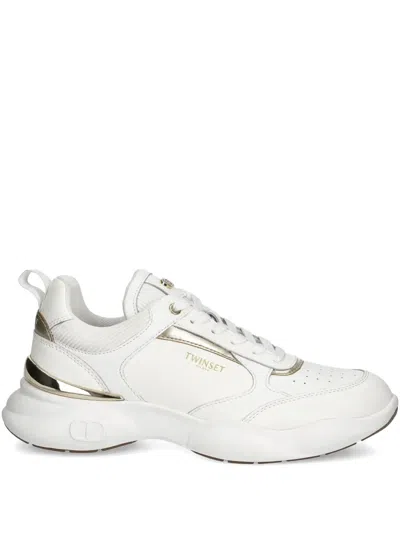 Twinset Leather Sneakers In Weiss