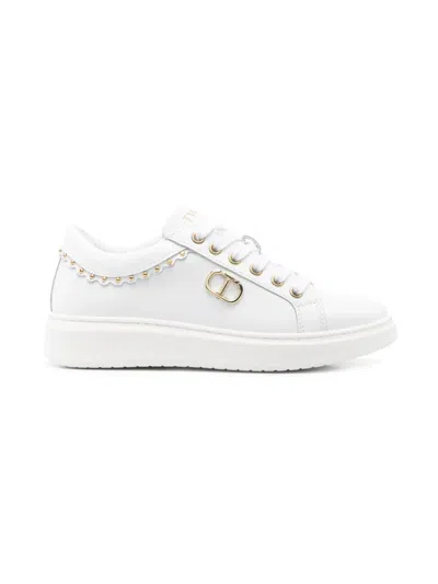 Twinset Kids' Leather Sneakers In White