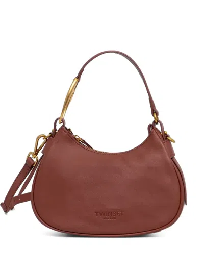 Twinset Leather Tote Bag In Brown