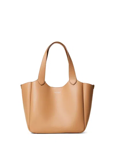 Twinset Leather Tote Bag In Neutrals