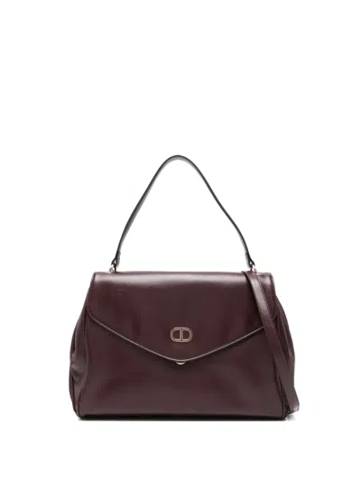 Twinset Leather Tote Bag In Red
