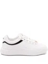 Twinset Leather-trimmed Lace-up Low-top Sneakers In White