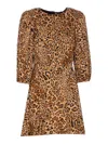 Twinset Leopard-print Puff-sleeve Mini Dress In Animal Print