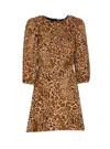 Twinset Leopard-print Puff-sleeve Mini Dress In Multi