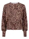Twinset Leopard Print Balloon-sleeve Sweater In White