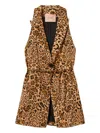 Twinset Leopard-print Belted Waistcoat In Animal Print