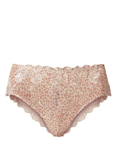 Twinset Leopard-print Briefs In Neutrals