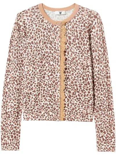 Twinset Leopard-print Cardigan In Neutrals