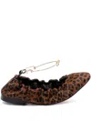 Twinset Leopard-print Chain-embellished Ballet Flats In Brown