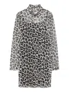 Twinset Leopard-print High-neck Dress In Animal Print