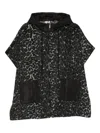Twinset Textured Cape-style Coat With Hood In Black