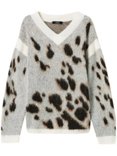 Twinset Leopard-print Jacquard Jumper In White