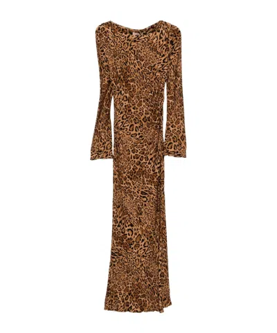 TWINSET LEOPARD-PRINT LONG-SLEEVED DRESS