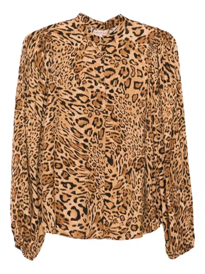 Twinset Leopard-print Mock-neck Shirt In Multi