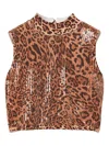 Twinset Leopard-print Sequin-embellished Top In Brown