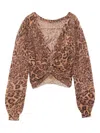 Twinset Leopard Print Twist-front Sweater In Animal Print