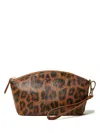 Twinset Leopard-print Zip-top Purse In Brown
