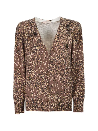 Twinset Leopard-pattern Cardigan In Brown