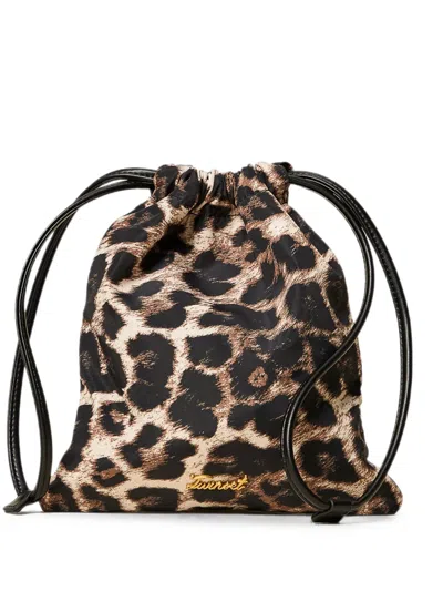 Twinset Leopard-print Drawstring Case In Purple
