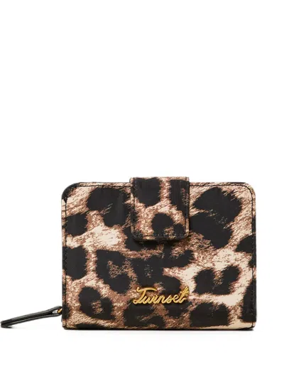 Twinset Leopard-print Logo-plaque Wallet In Pattern