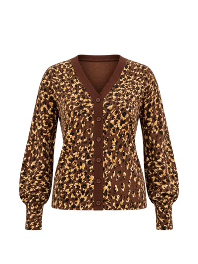 Twinset Leopard-print V-neck Cardigan In Brown