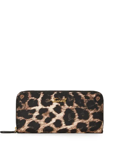 Twinset Leopard-print Zip-around Wallet In Red