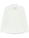 Twinset Light Green Lace Double-breasted Blazer In Green