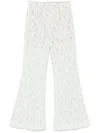 Twinset Twin-set Flared White Trousers With Delicate Lace Overlay
